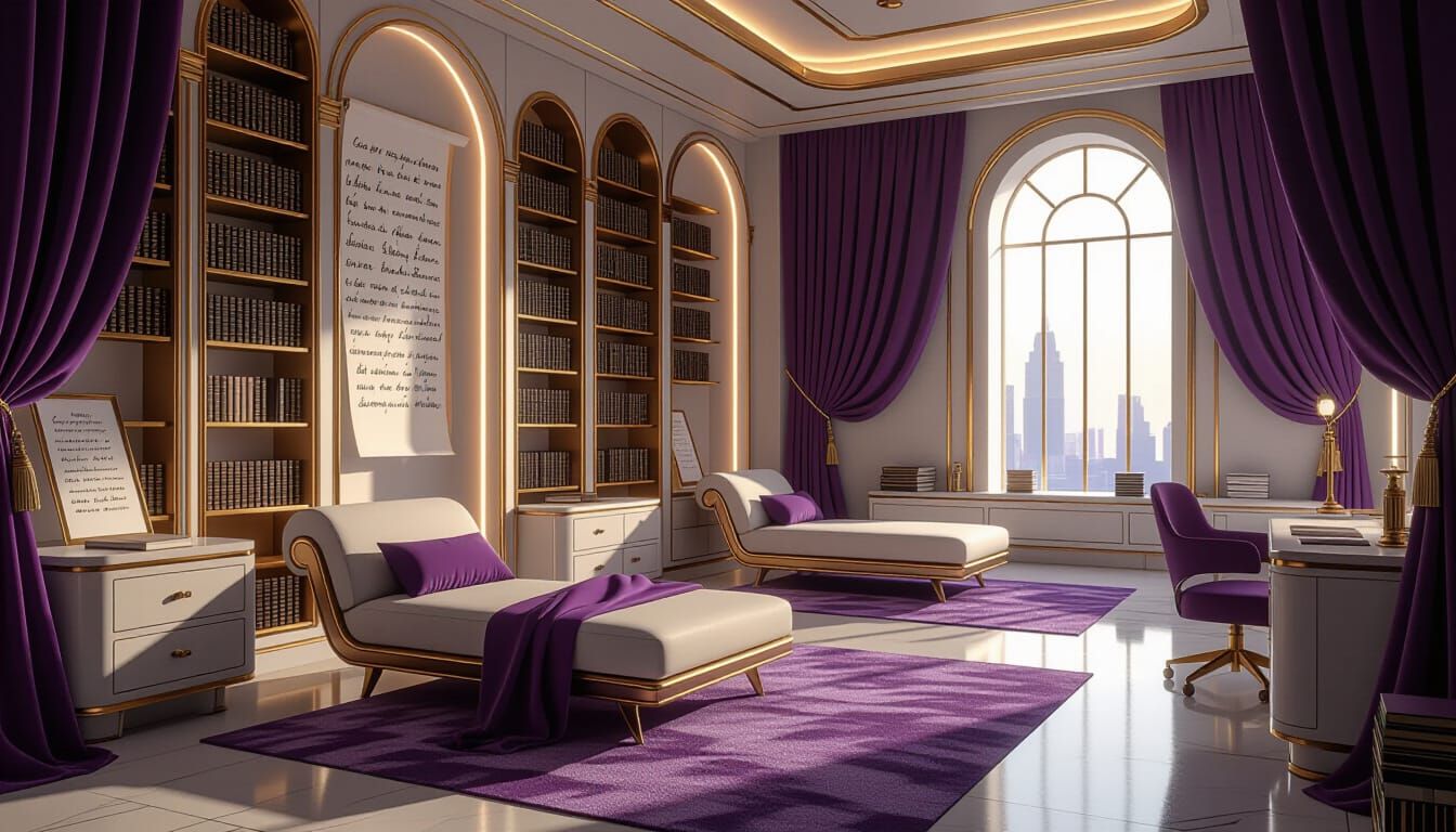 Elegant Room in Cyberpunk Style with Soft Lighting