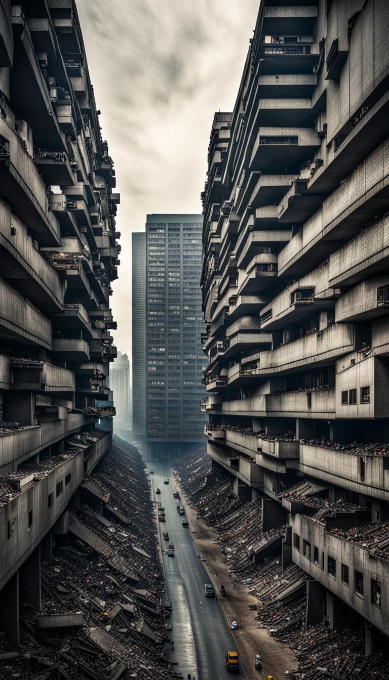 Brutalist Cityscape: Gargantuan Architecture