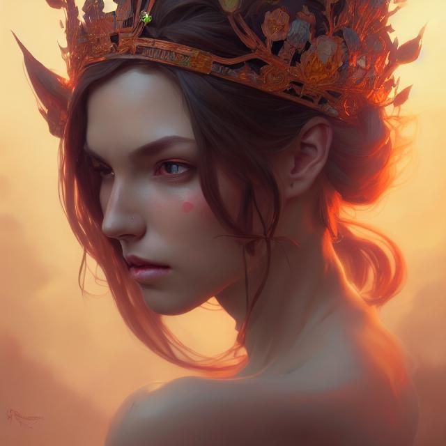 Detailed Portrait of a Spring Queen in Art Nouveau Style