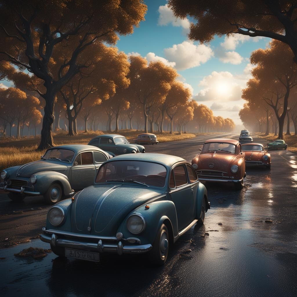 Asphalt Road on Jupiter: Detailed Matte Painting