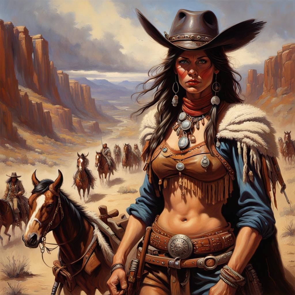 Wild West Comanche Warrior, Sinister Fantasy Art
