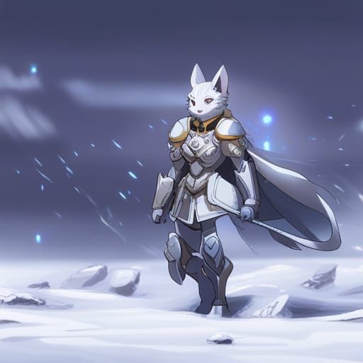 Armored Feral Cat in Blizzard, Anime Key Visual