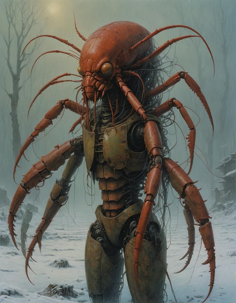 Surreal Biomechanoid Lobster in Dark Fantasy Style