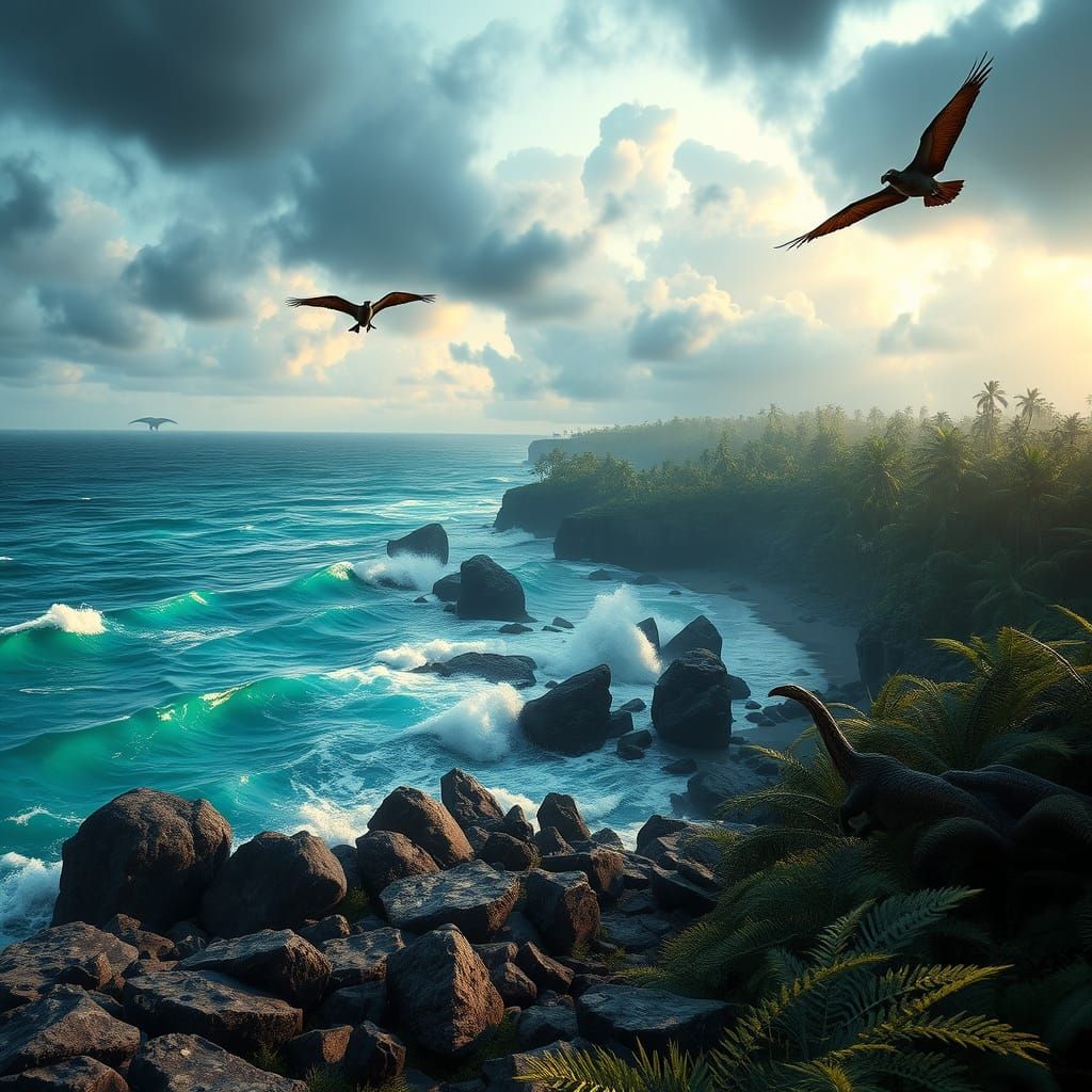 Jurassic Coastal World in Epic 3D Style