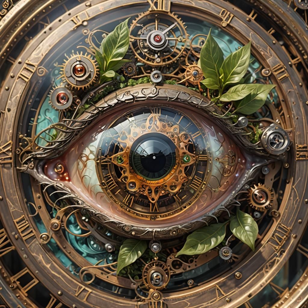 Steampunk Eye with Earth Inside, Detailed 8K