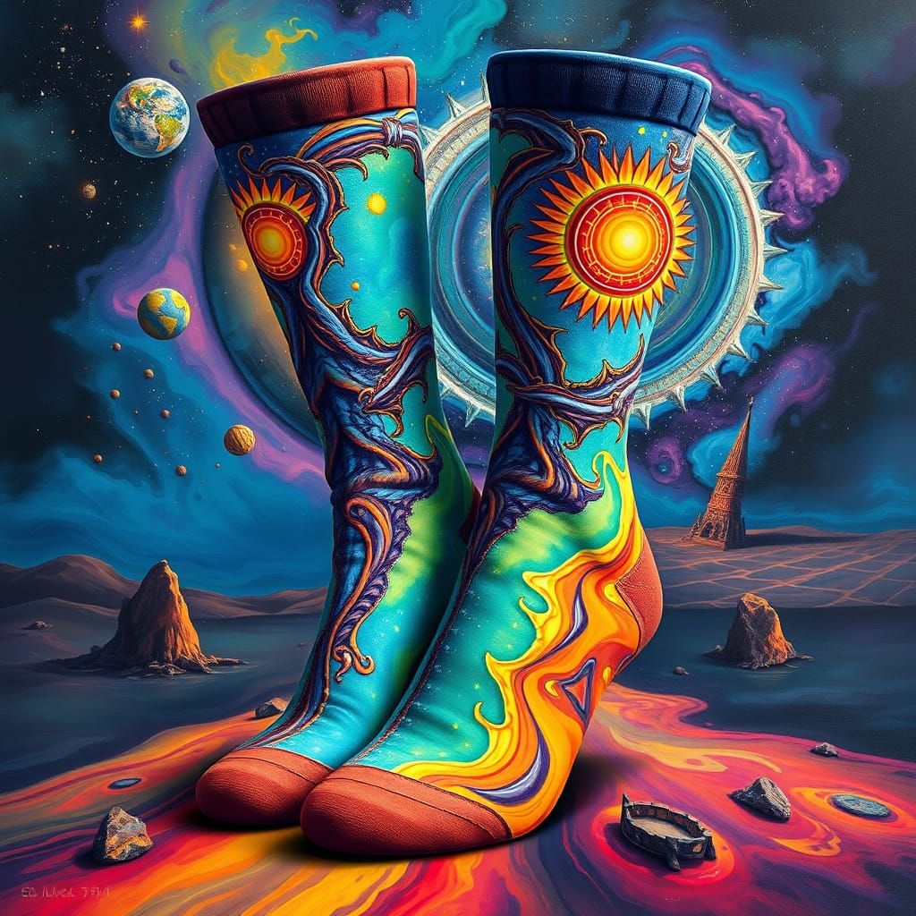 Majestic Socks: Vibrant Digital Painting with Surreal Detail...