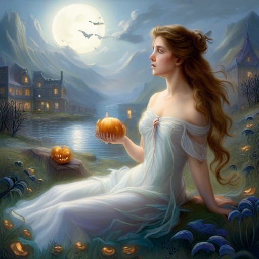 Ethereal Art Nouveau Halloween Portrait