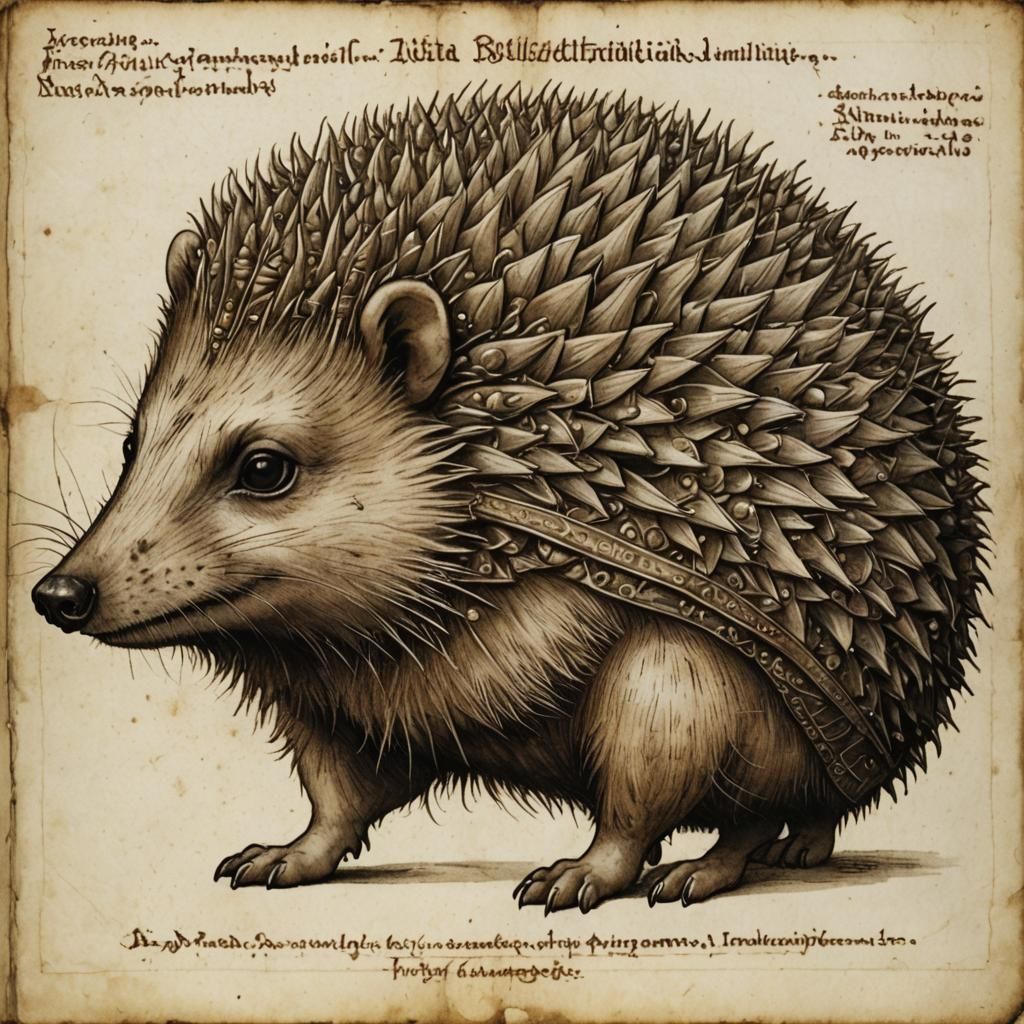 Hedgehog in Leonardo da Vinci Style