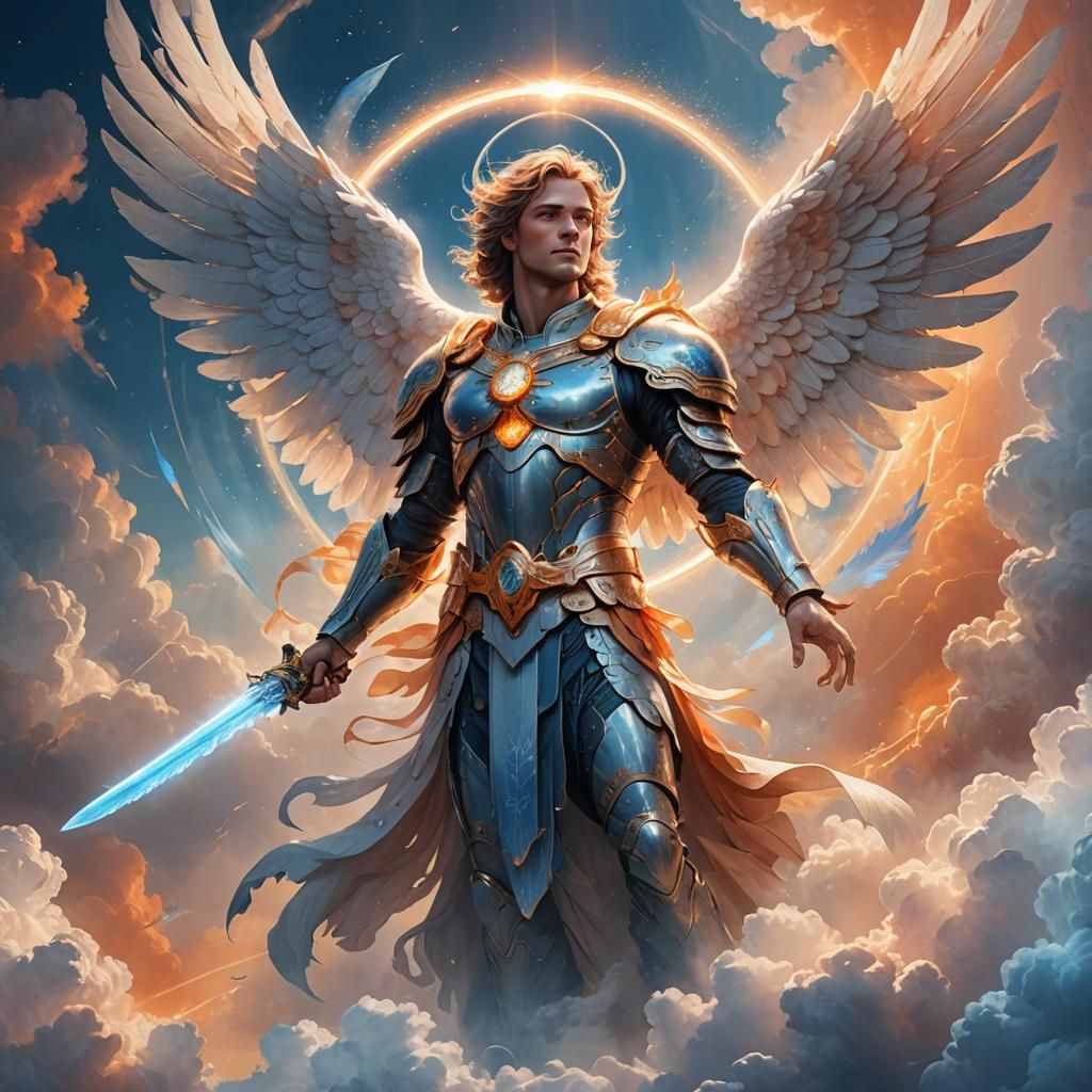 Archangel in Luminous Halo: Fantasy Concept Art