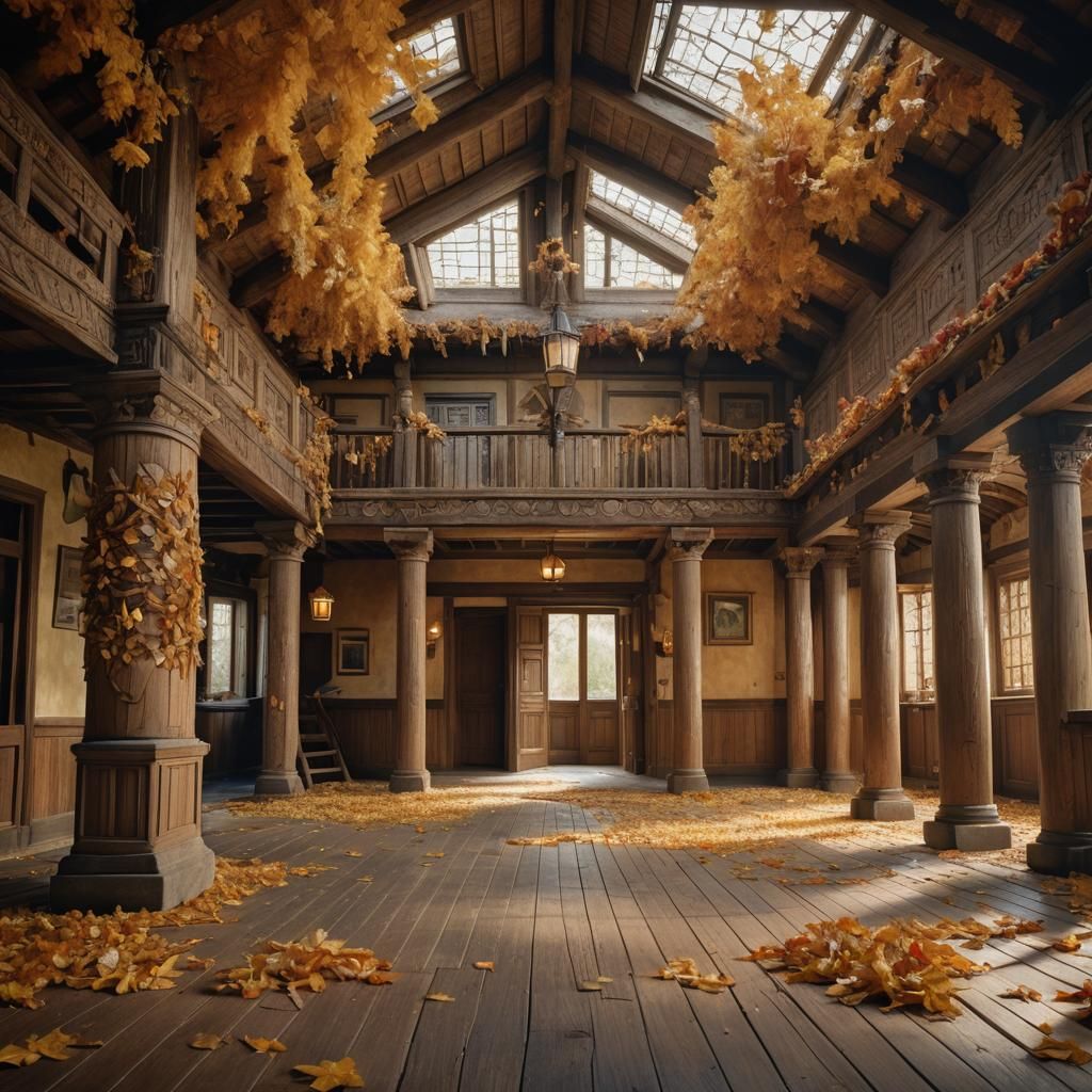 Rustic Council House Interior in Golden Hour Light