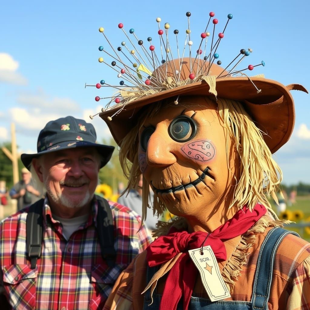 Surreal Scarecrow Head Full of Thoughts