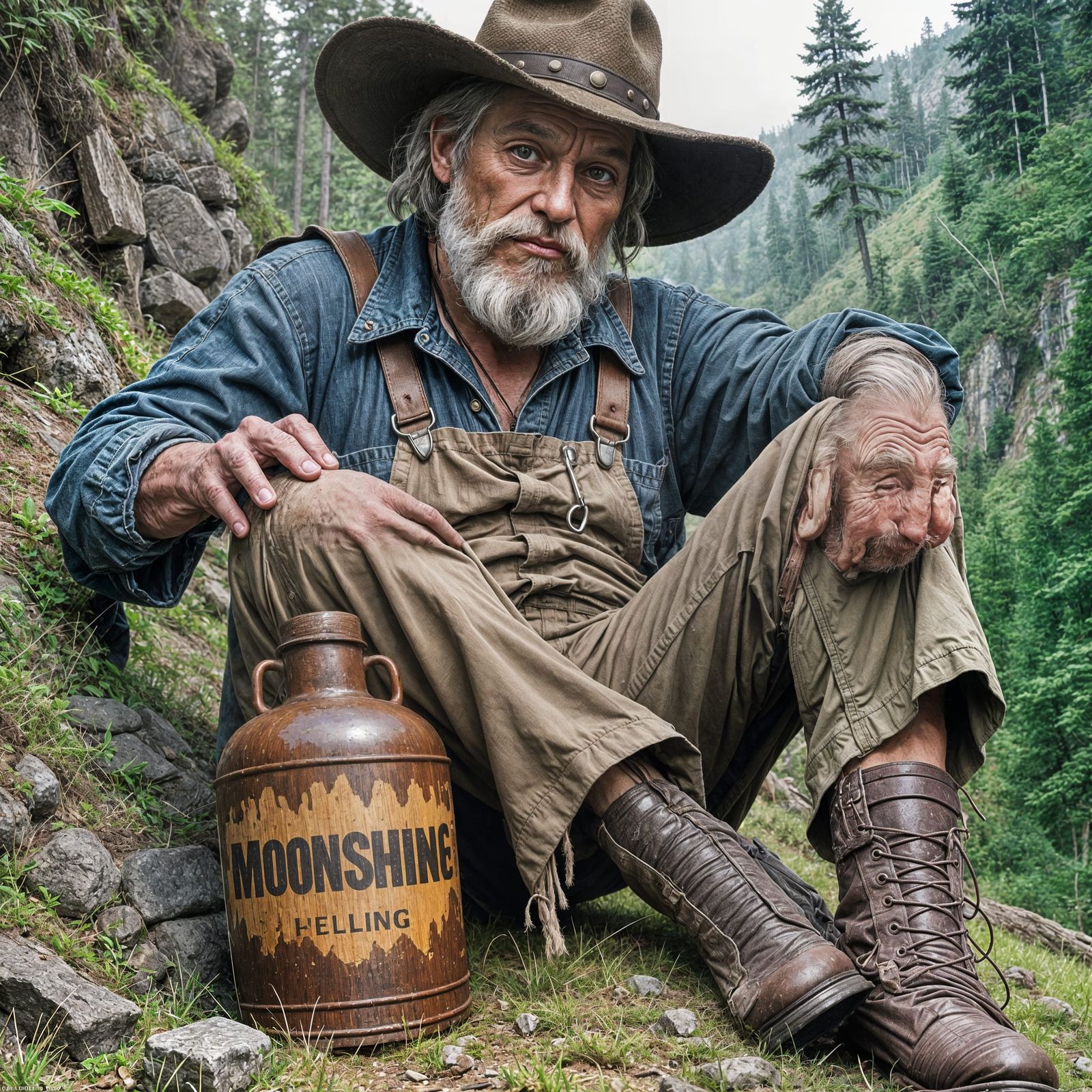 Hillbilly Lounging with Moonshine: Comic Book Style