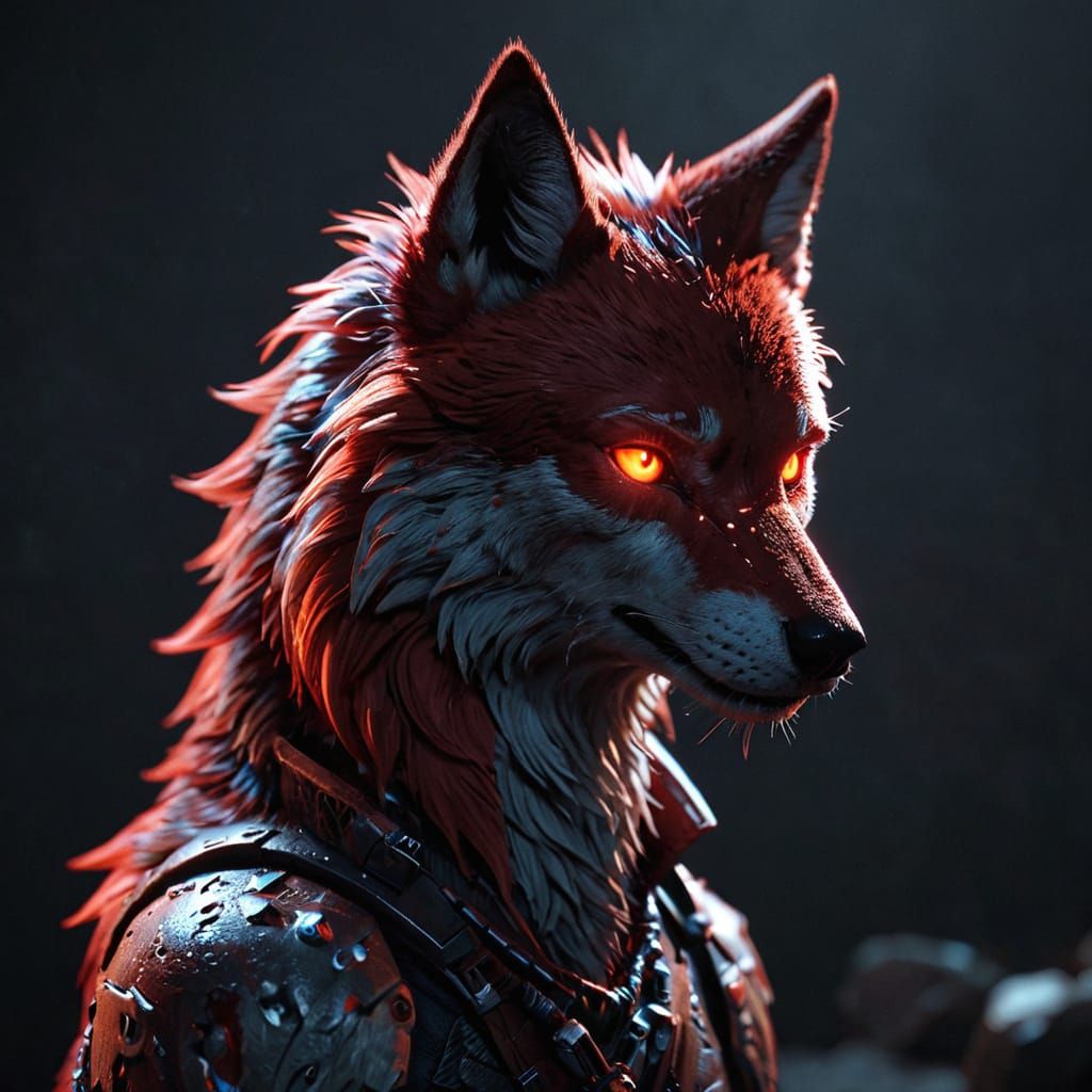 Realistic Red Wolf in Hyper-Realistic Lighting