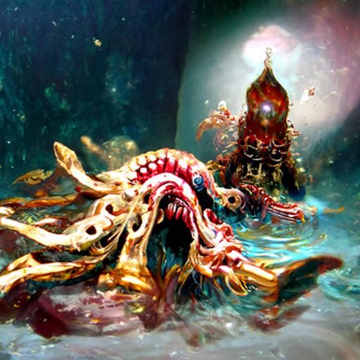 Eldritch Lobster Squid Horror by Greg Rutkowski