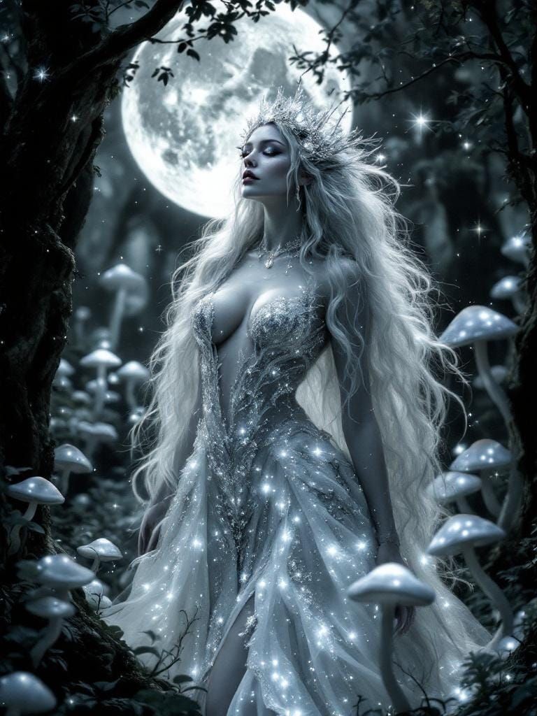 Lunar Enchantress in Gothic Art Nouveau Style