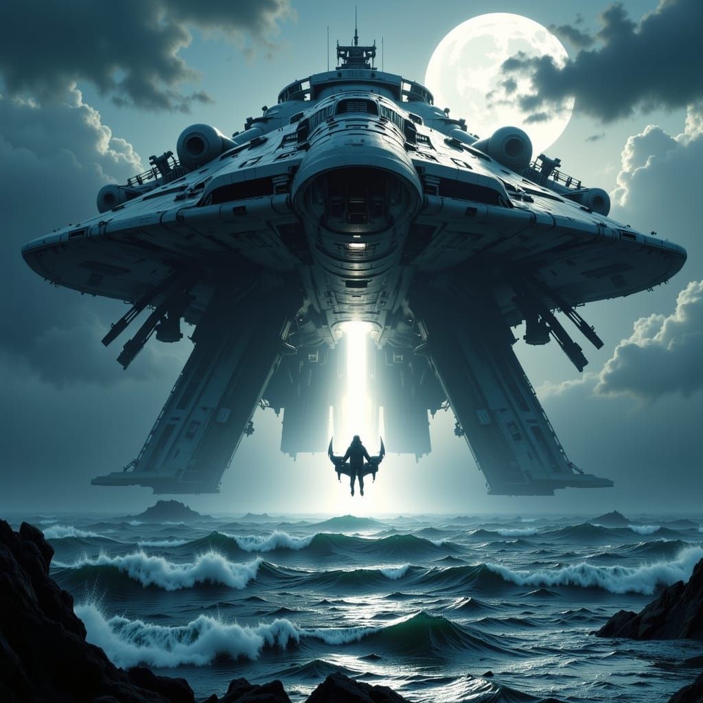 Colossal Spaceship Rescues Craft From Storm