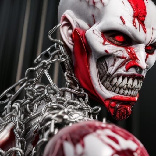 Horrifying Cenobite with Chains and Iron Teeth