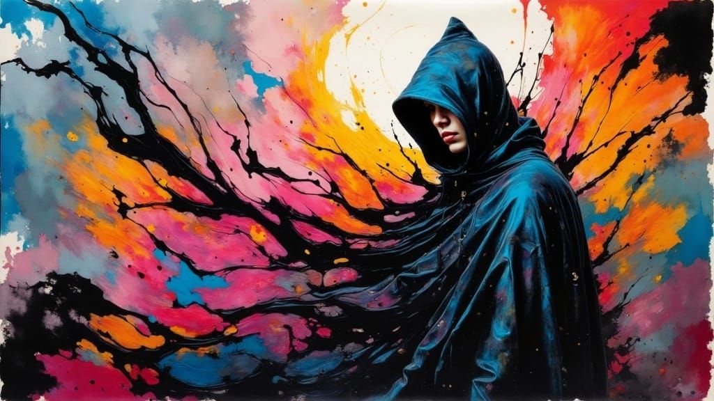 Mysterious Figure in Abstract Expressionist Style