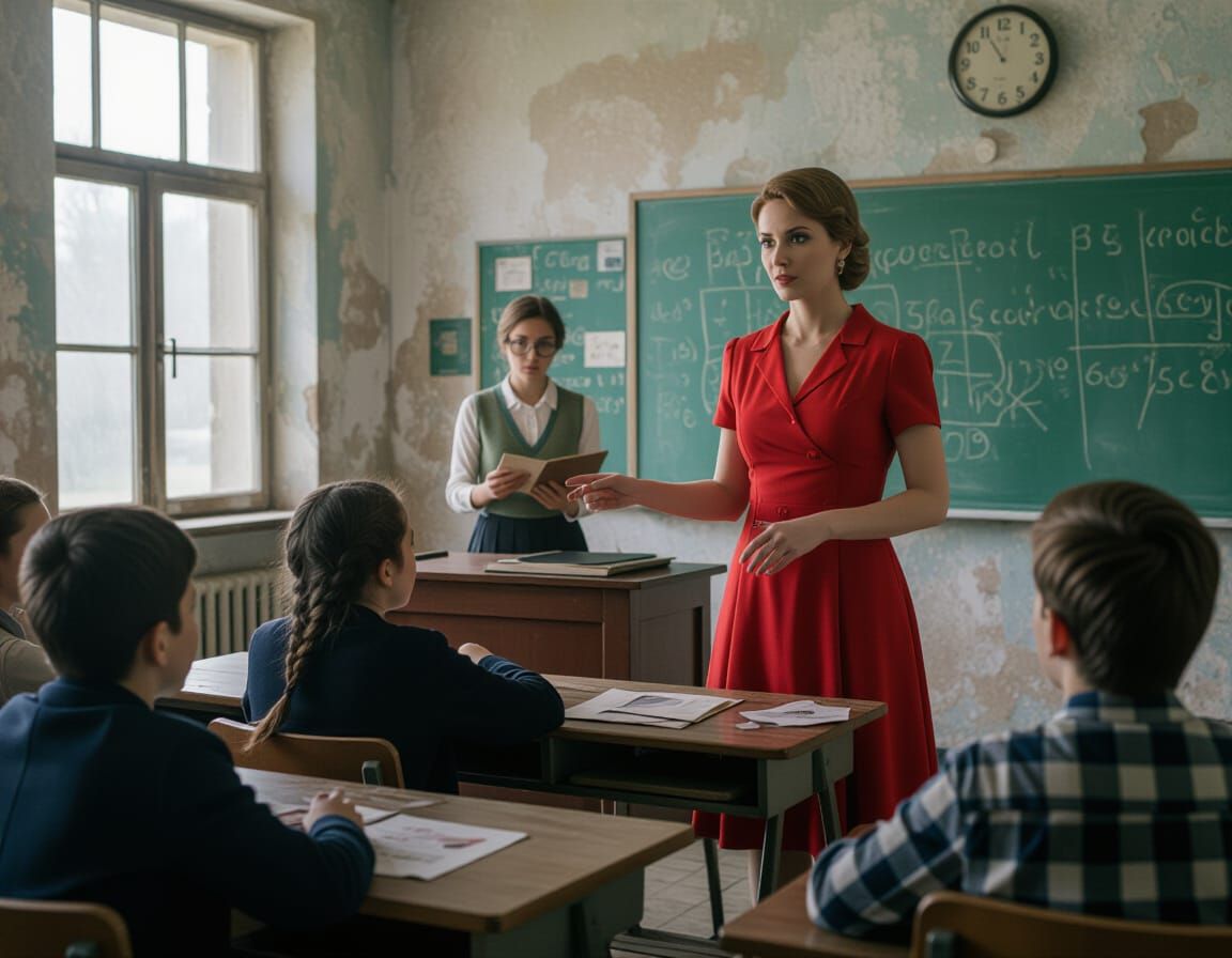 In the old classroom.