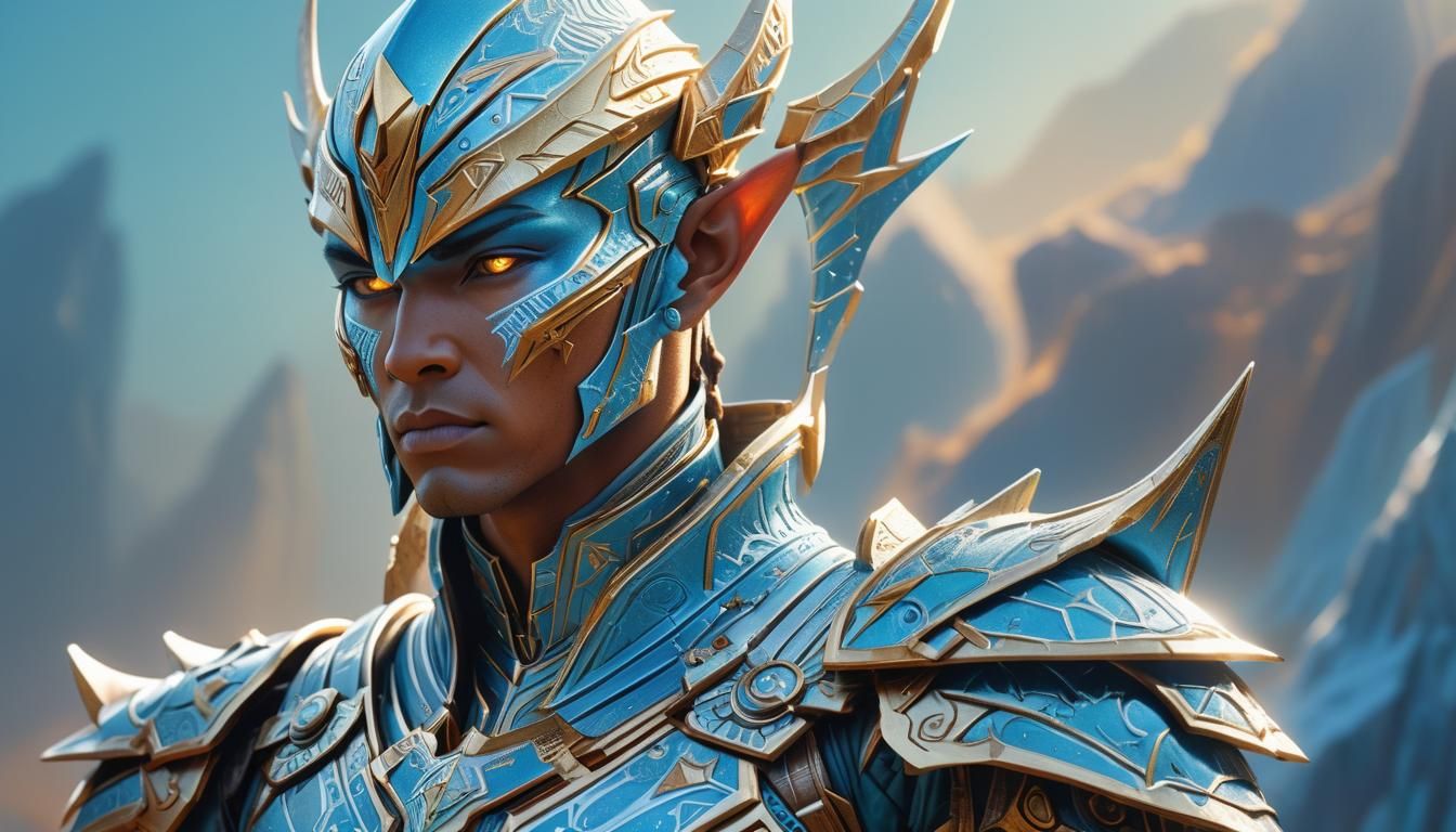 Eldar Warrior in Icy Blue Armor: Concept Art