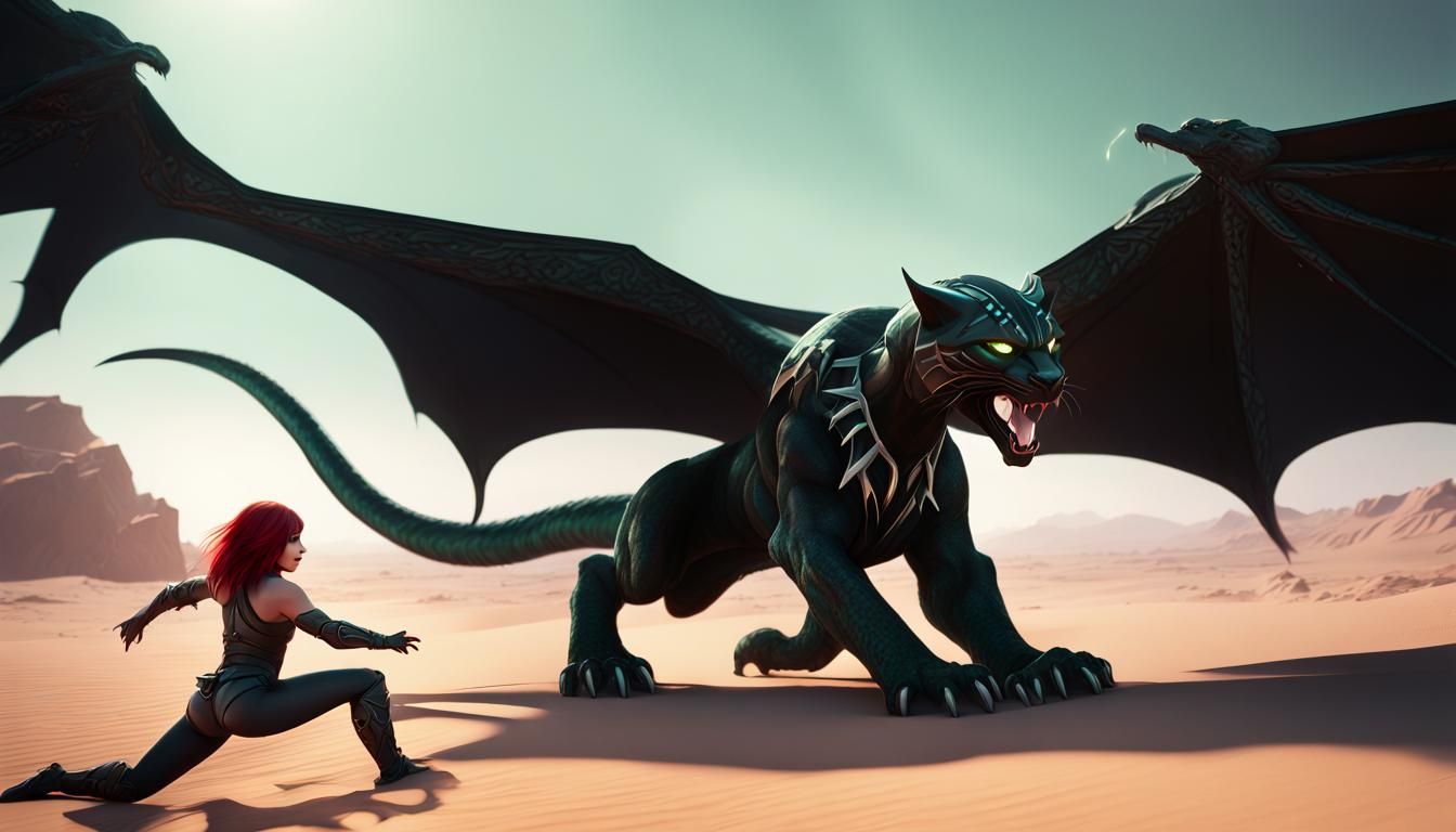 Allie and Dream searching the desert for Maleficent to free Wolfie from her Enchanted sleep