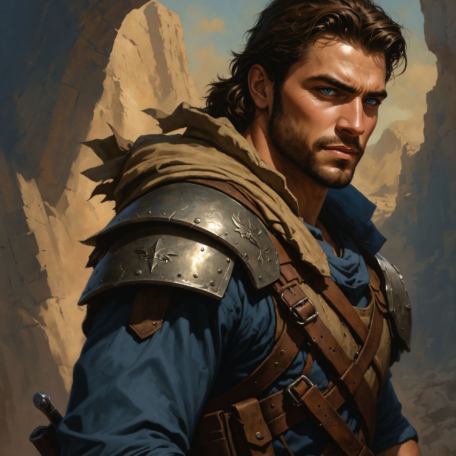 Mercenary Portrait in Fantasy Illustration Style