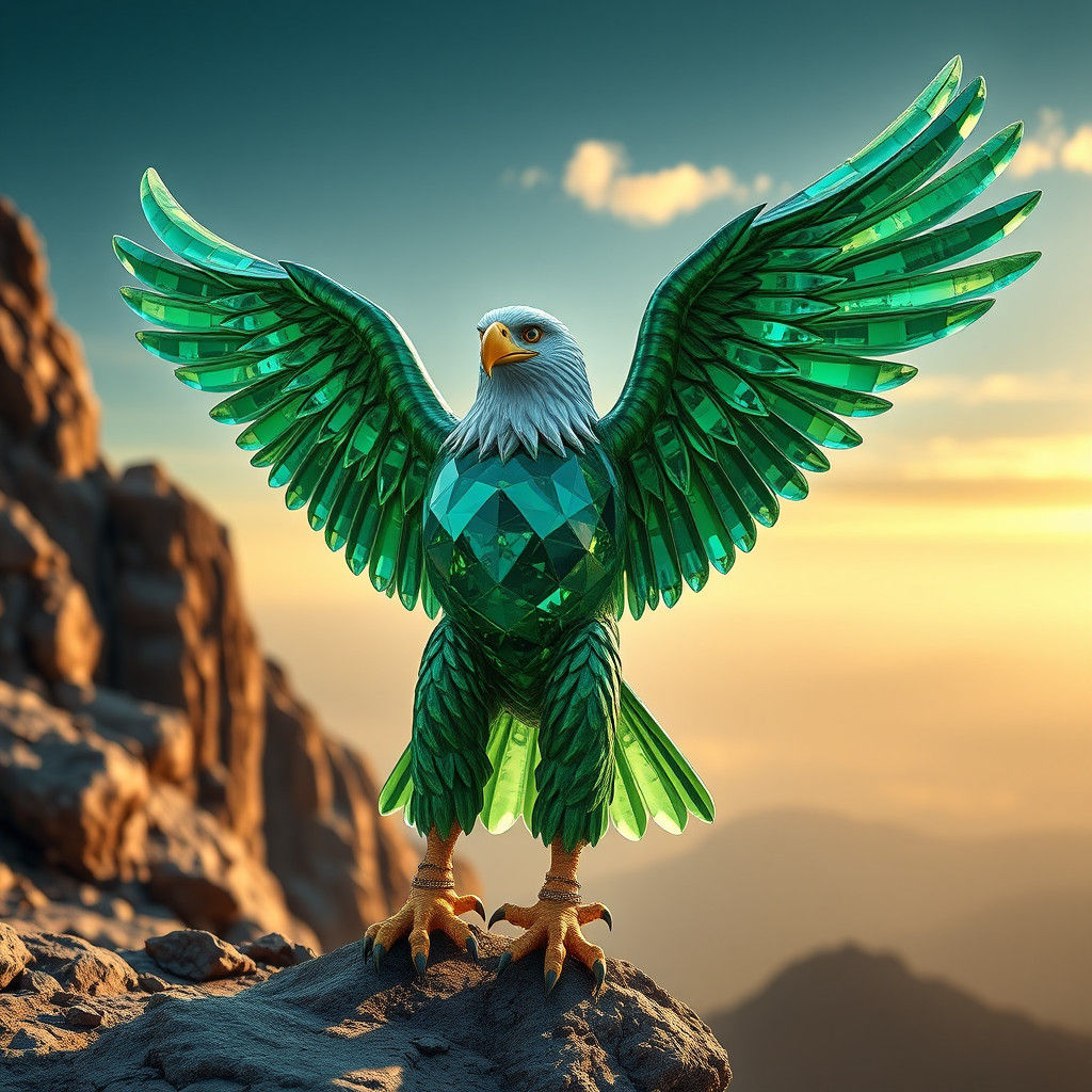 Majestic Emerald Eagle on Rocky Cliffside