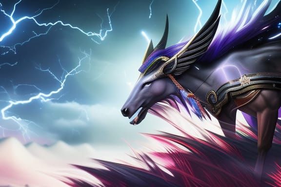 Storm Rider on Lightning Horse in Anime Style