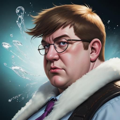 Hyperrealistic Peter Griffin Splash Art Portrait