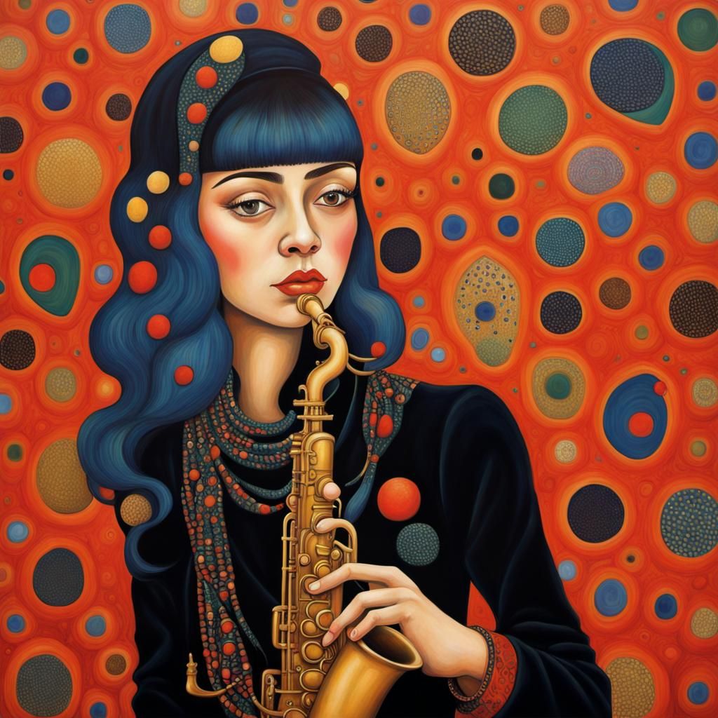 Saxophone Player in Diaghilev, Kusama, and Maghni Styles