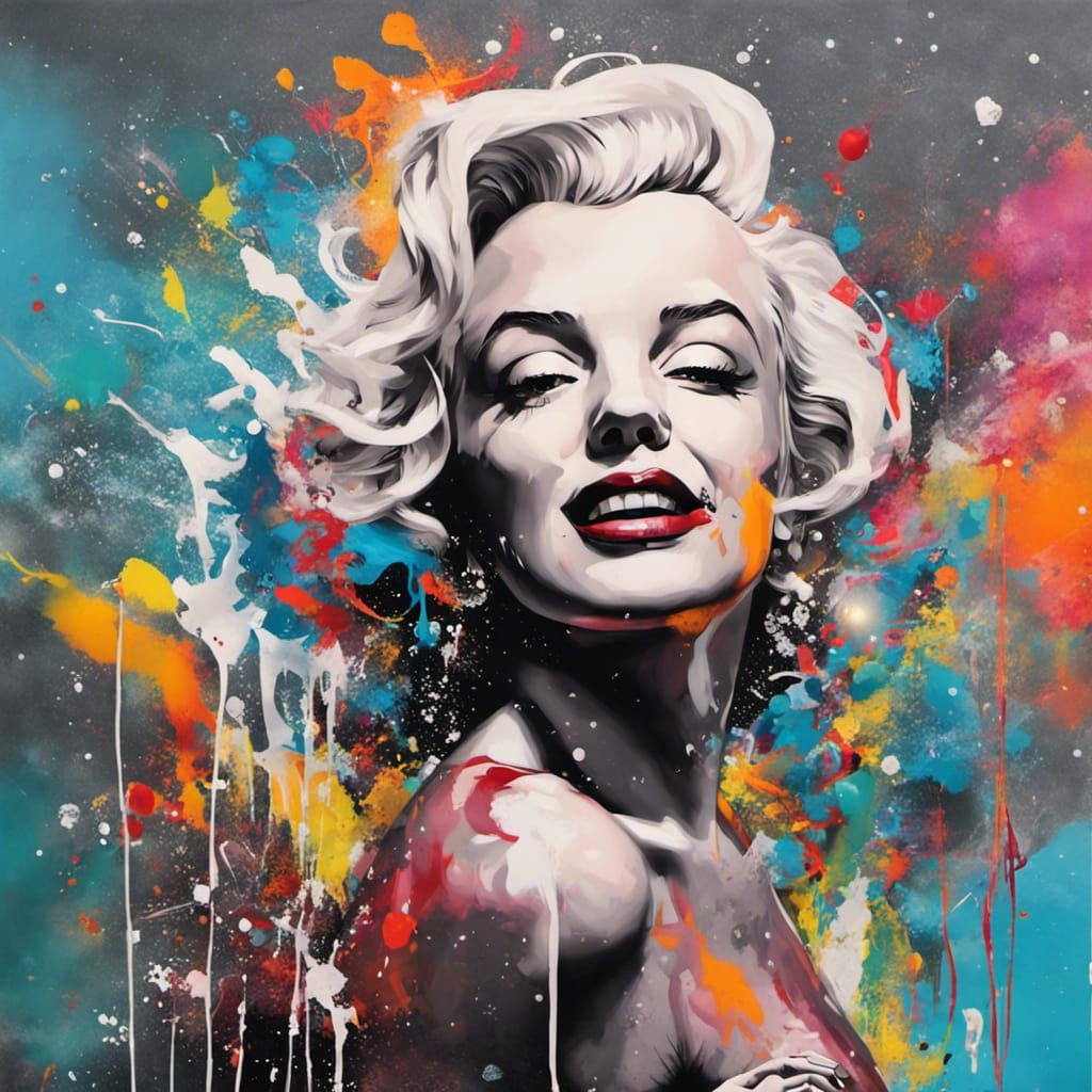Marilyn Monroe as a Cyborg in Graffiti Art Style