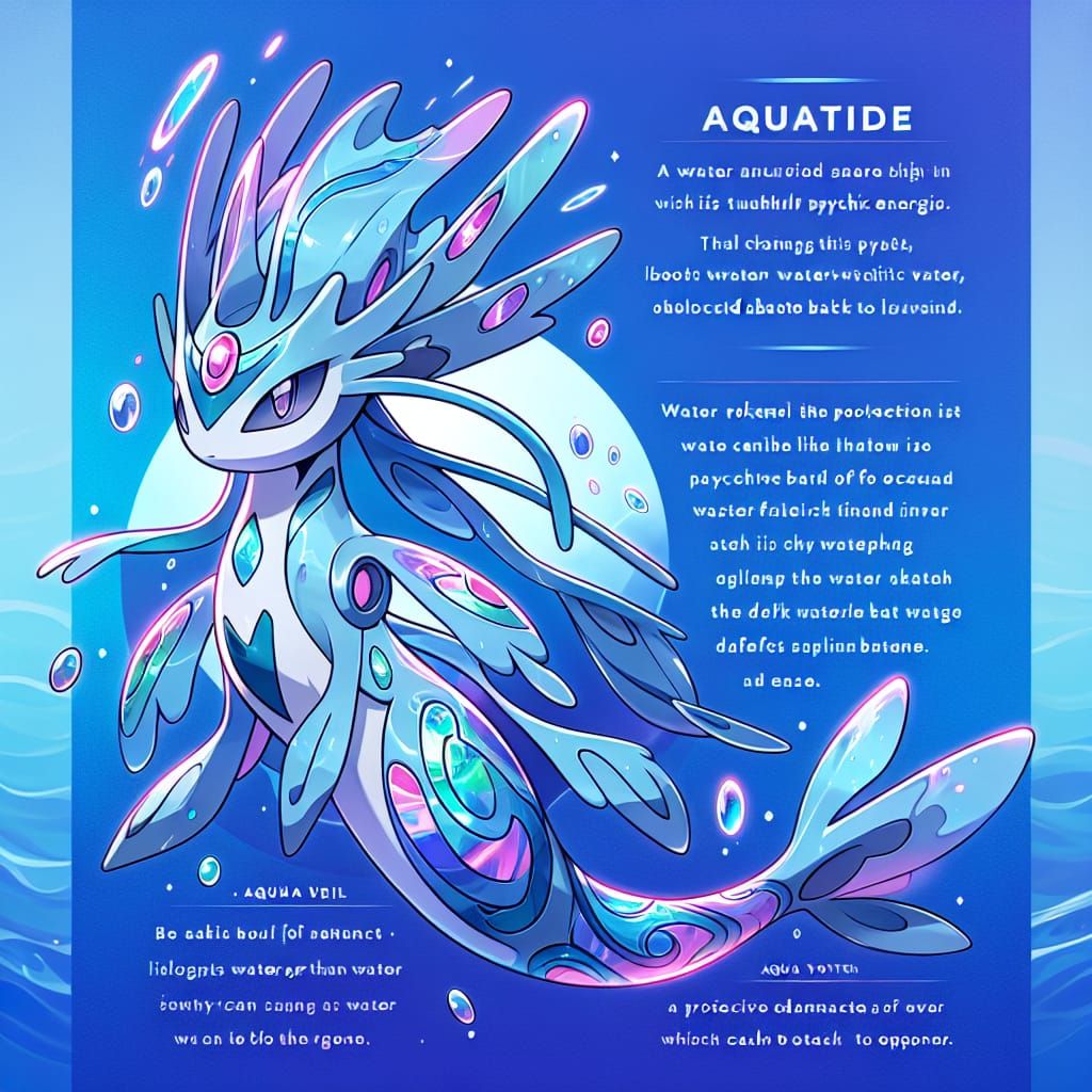 Mystical Aquatide Pokémon with Water and Psychic Energies
