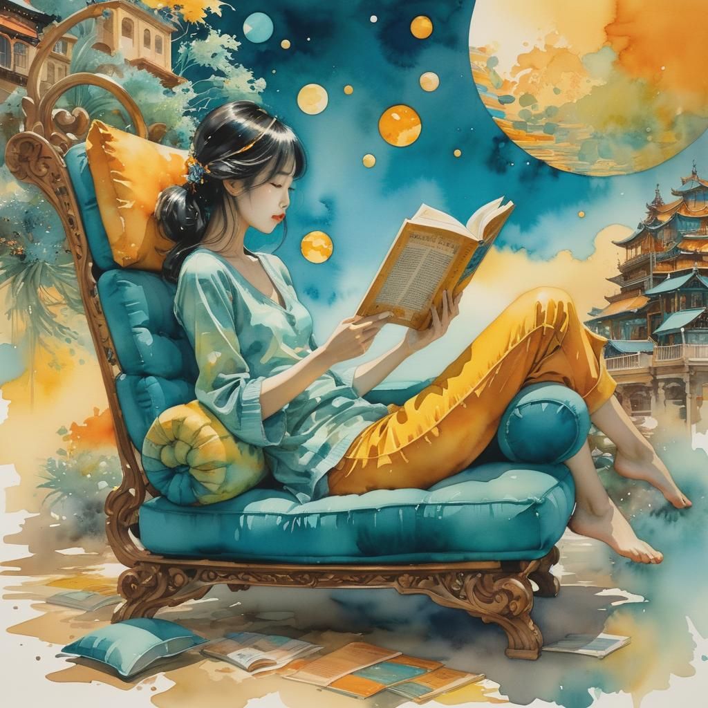 Visionary Figure in a Dreamlike Watercolor Scene