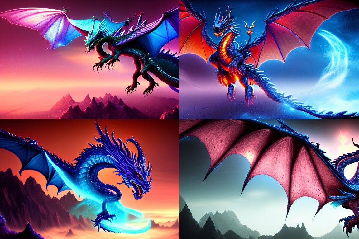 Cosmic Dragon Soaring at Night: Unreal Engine Painting