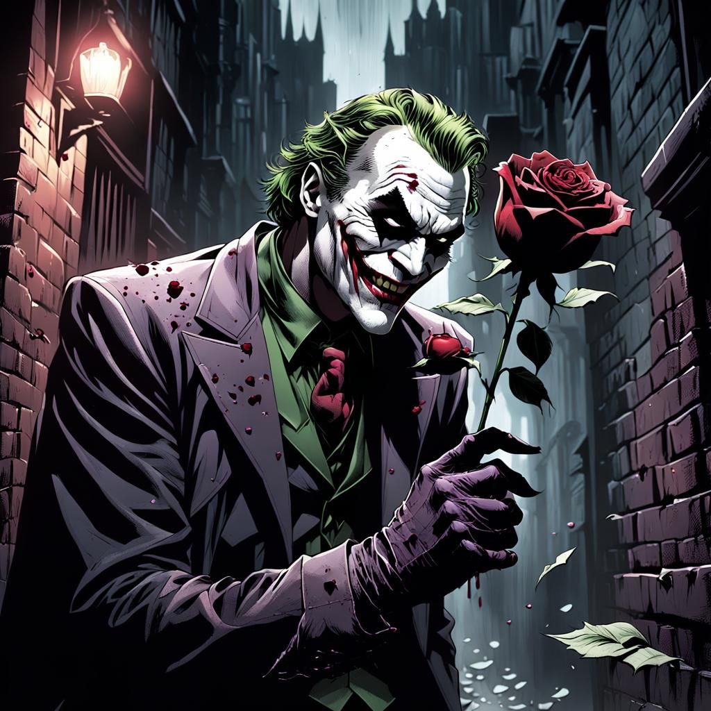 Joker Offers Batman a Rose in Noir Comic Style