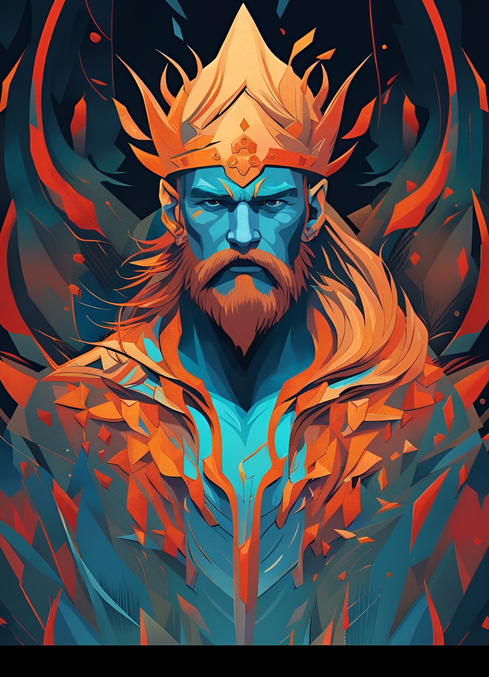 Viking King Portrait in Composite Art Style