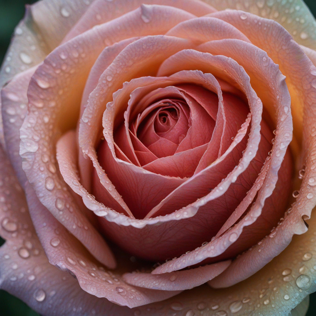 Hyperrealistic Macro Photography of a Rainbow Rose with Dew...