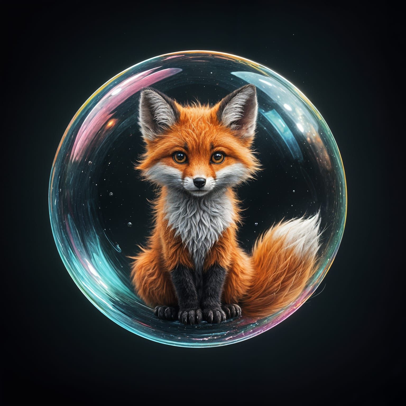 Baby Fox in Bubble, Children's Book Illustration