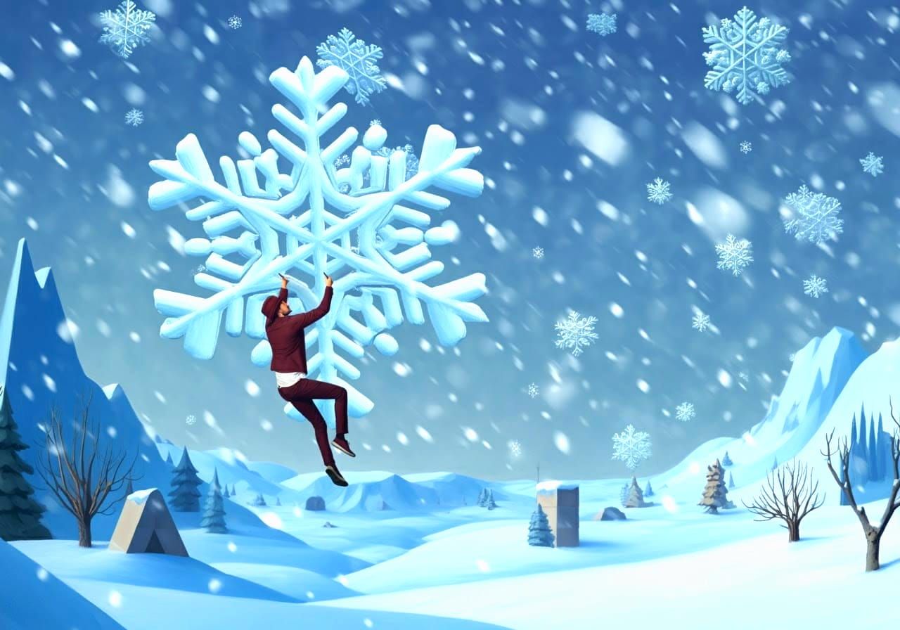 Surreal Cubist Winter Wonderland Scene