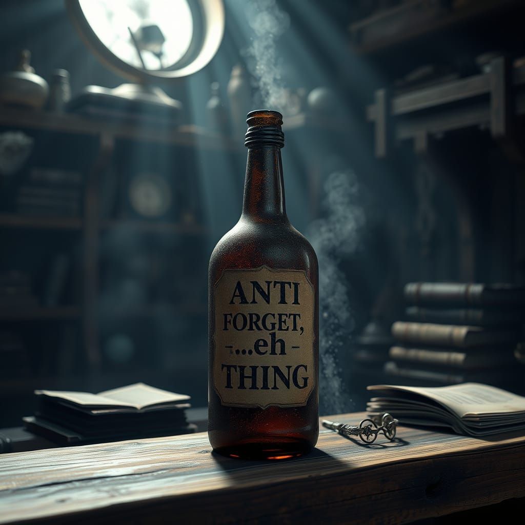 Hyperrealistic 3D Render of Wizard's Forgetfulness Potion