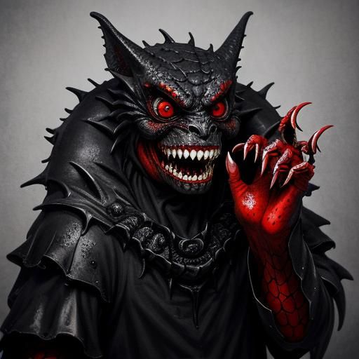 Ghoulish Number Five Creature with Fangs and Scales