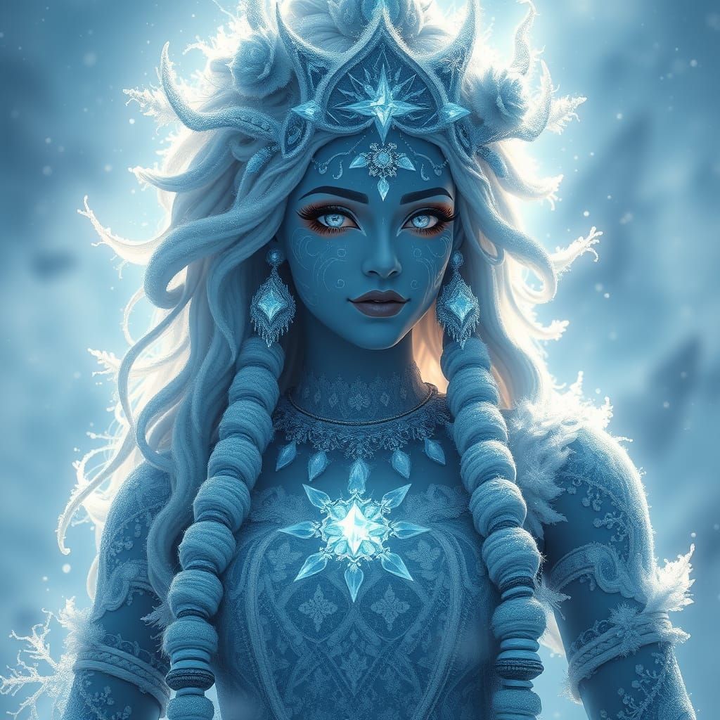 Shiva, The empress of ice, wreathed in frost.