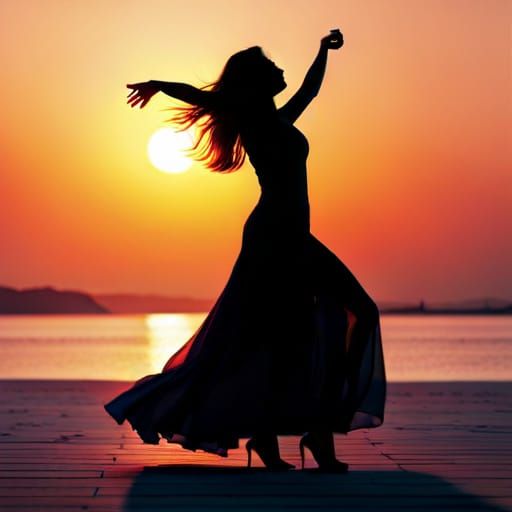 Elegant Woman Dancing in Detailed Shadow