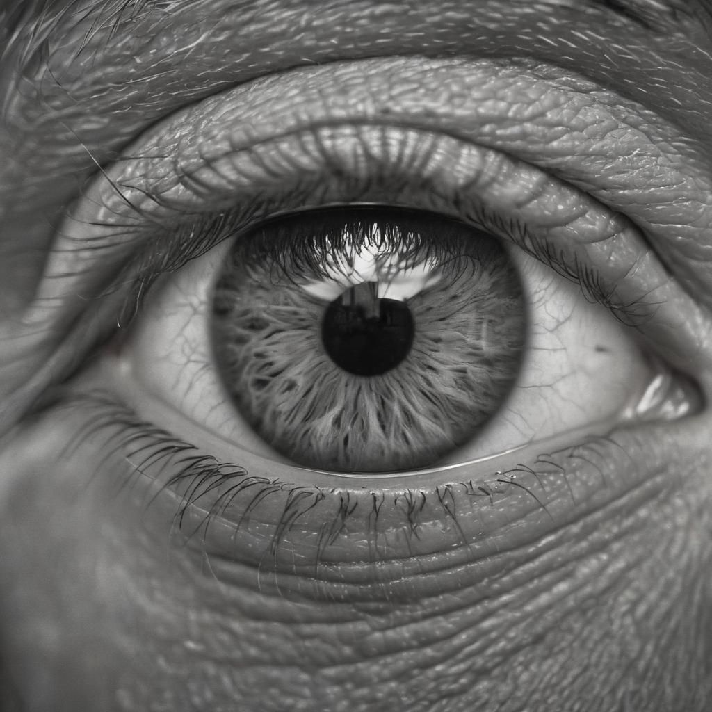 Horse Iris Merged with Human Eye in B&W