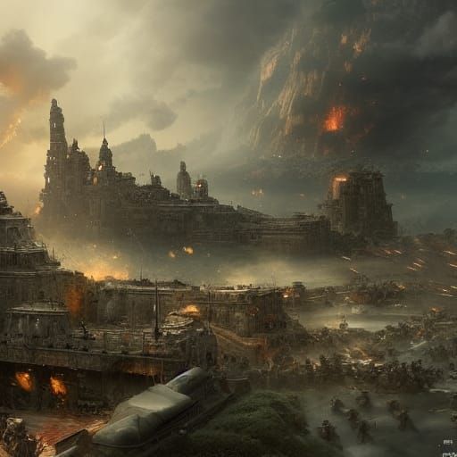 Epic Battle Scene: Dramatic Digital Matte Painting