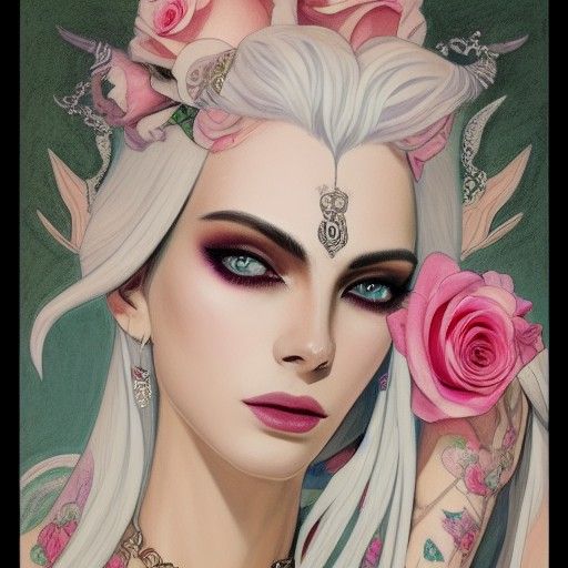 Decadent Androgynous God Portrait in Pastel Colors