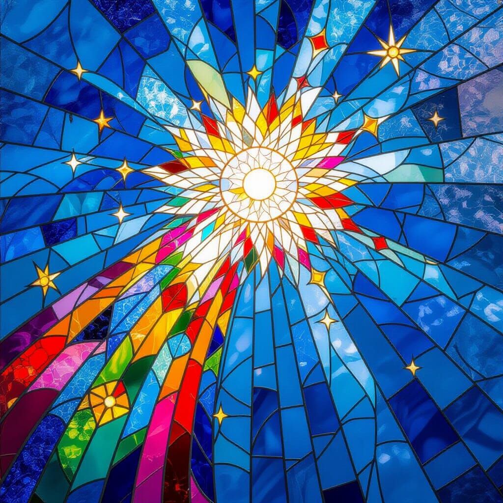 Kaleidoscopic Rainbow Stained Glass Art