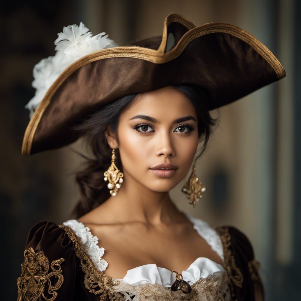 Pirate Woman Portrait in Baroque Steampunk Style