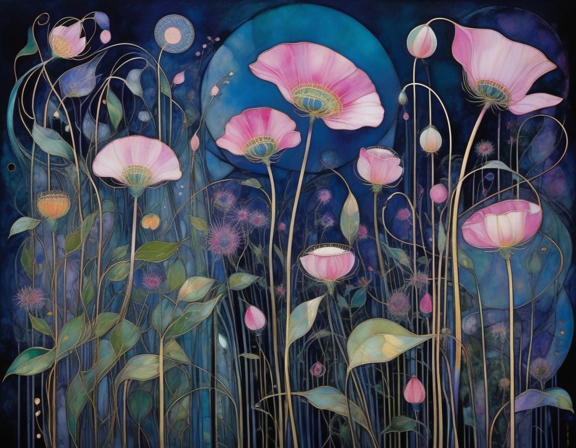 Vibrant Noctilucent Wildflower Dreamscapes in Deep Colour