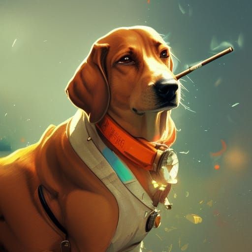 Dog Smoking Cigar: Dynamic Lighting Concept Art